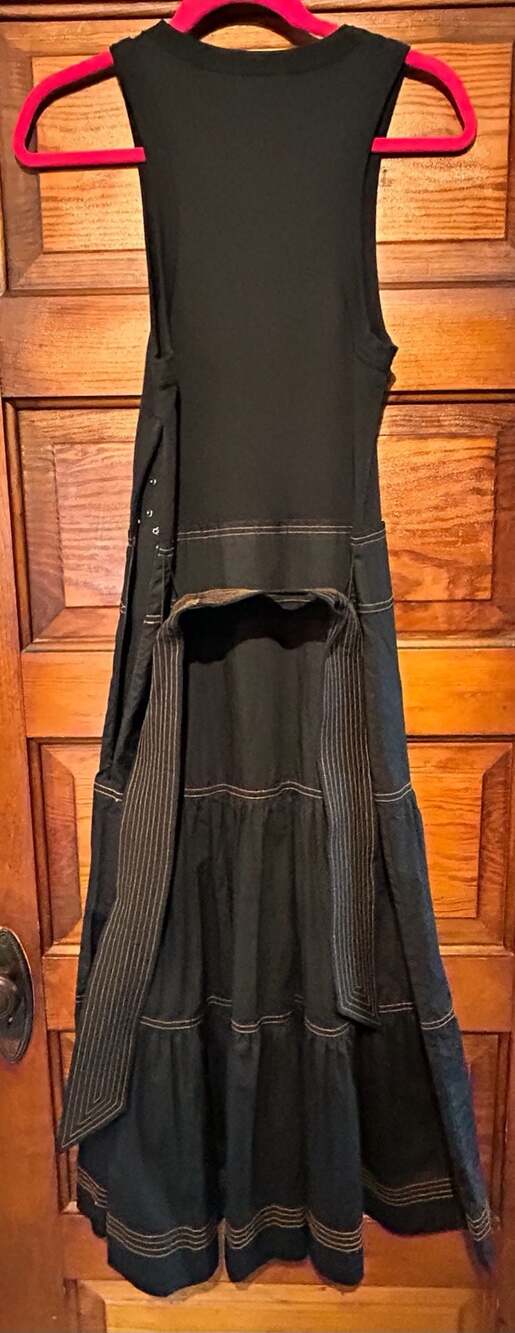 Veronica Beard Jeans Kura Mixed-Media Tiered Midi Dress Black Size S - Picture 6 of 8